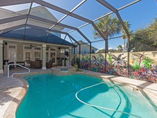 Pool and landscaping - narrow lot home - Flagler Beach FL