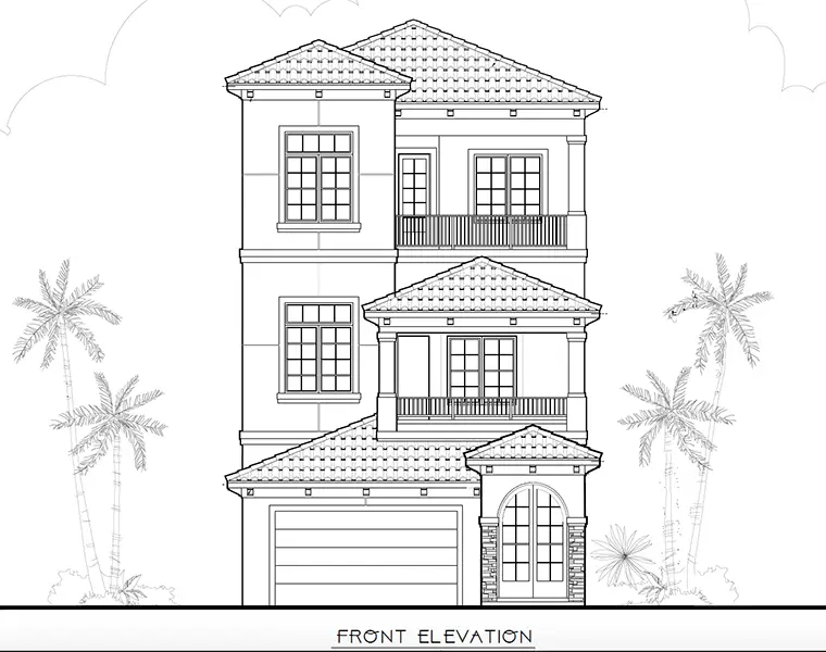 Palmetto Palms Luxury home - Front View Rendering