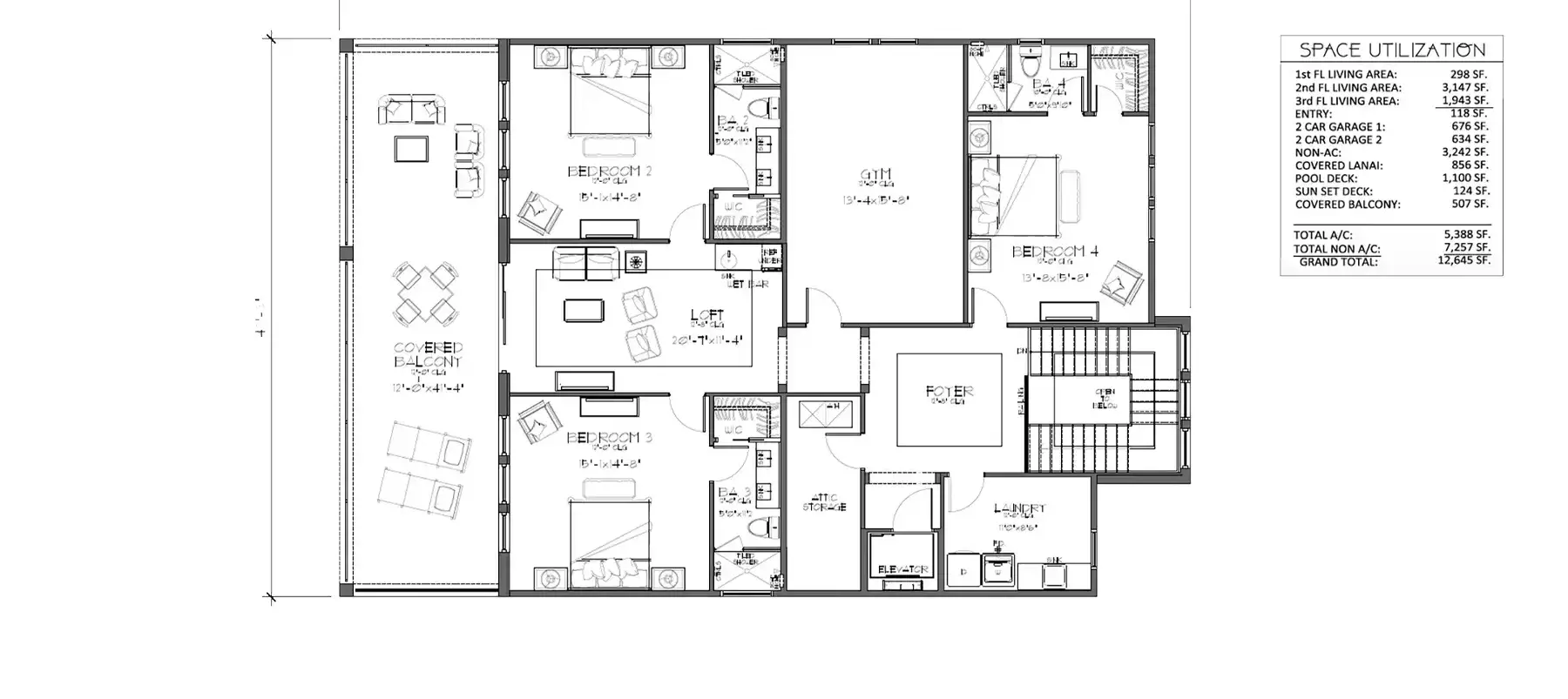 Sawgrass Sanctuary Luxury Home - 3rd-Floor Plan