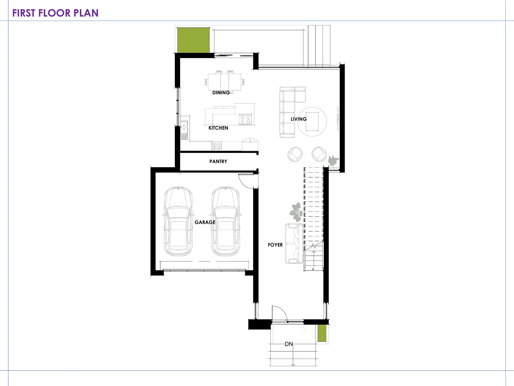 Three Story Modern Home - 1st Floor Plan