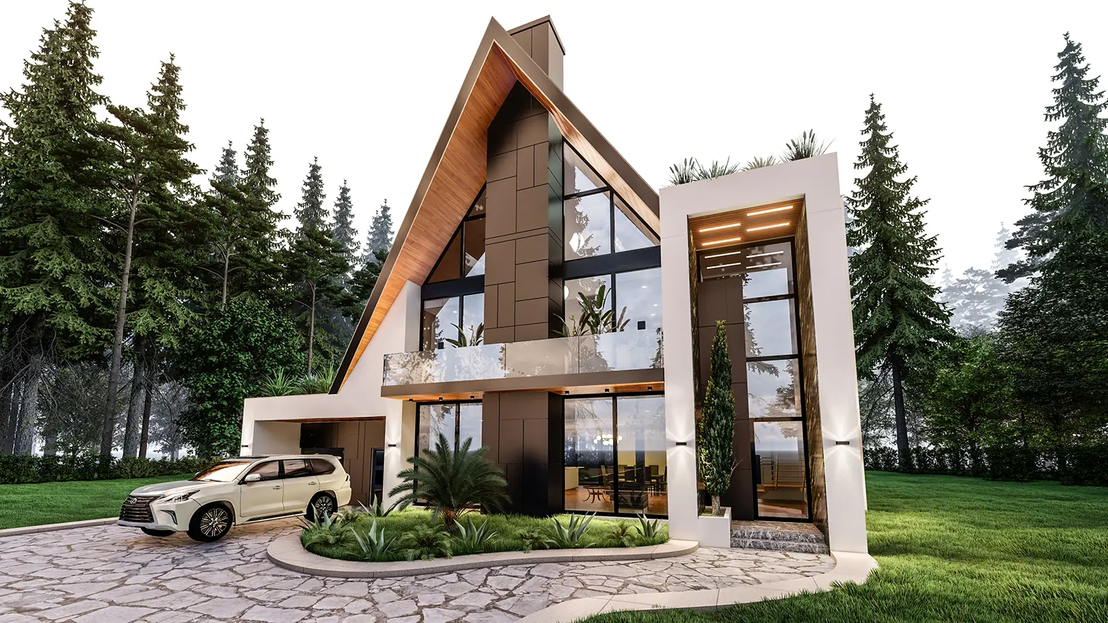 A Frame Modern home - Front View Rendering