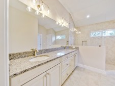 Vanity and walk-in shower in master bath